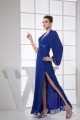 Sheath/Column Halter Floor-Length Chiffon Long Blue Mother of the Bride Dresses 2040038