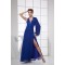 Sheath/Column Halter Floor-Length Chiffon Long Blue Mother of the Bride Dresses 2040038