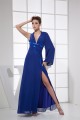 Sheath/Column Halter Floor-Length Chiffon Long Blue Mother of the Bride Dresses 2040038