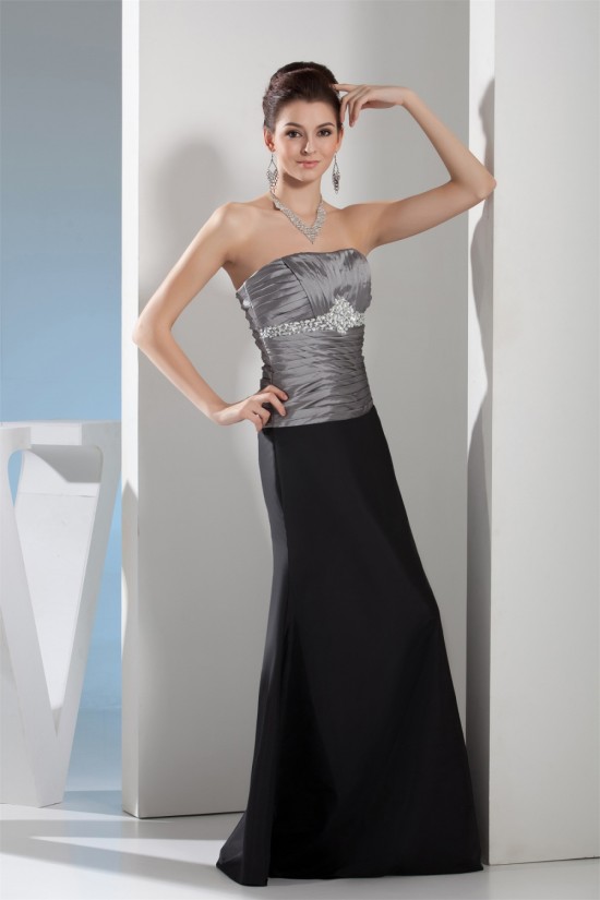 Sheath/Column Floor-Length Taffeta Strapless Mother of the Bride Dresses 2040039