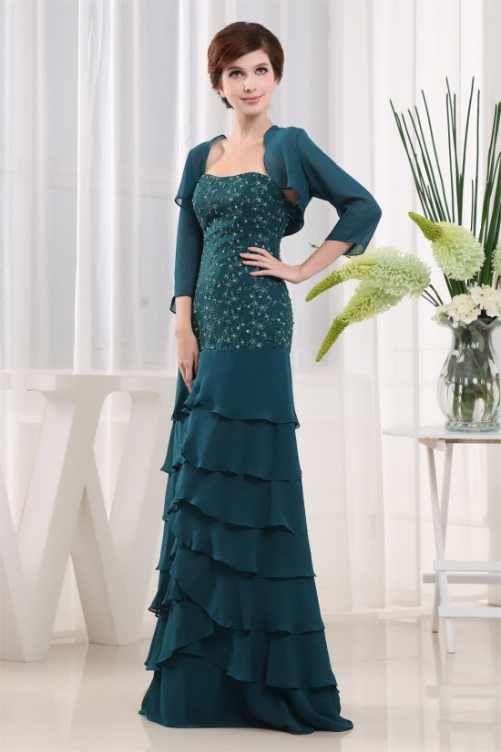 Elegant Floor-Length Soft Sweetheart Beading Mother of the Bride Dresses with A 3/4 Sleeve Jacket 2040040 Elegant Floor-Length Soft Sweetheart Beading Mother of the Bride Dresses with A 3/4 Sleeve Jacket 2040040