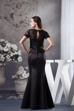 Trumpet/Mermaid Floor-Length V-Neck Ruffles Short Sleeve Appliques Mother of the Bride Dresses 2040042