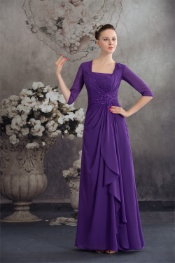 Elegant Half Elbow Length Floor-Length Square Chiffon Long Mother of the Bride Dresses 2040044