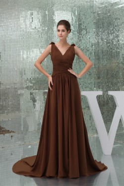 A-Line Handmade Flowers V-Neck Chiffon Mother of the Bride Dresses 2040046