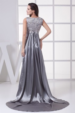 Elegant Lace Silk like Satin Long Silver Mother of the Bride Dresses 2040048