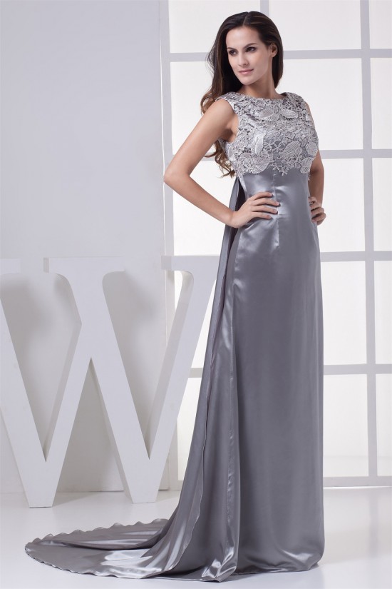 Elegant Lace Silk like Satin Long Silver Mother of the Bride Dresses 2040048 Elegant Lace Silk like Satin Long Silver Mother of the Bride Dresses 2040048
