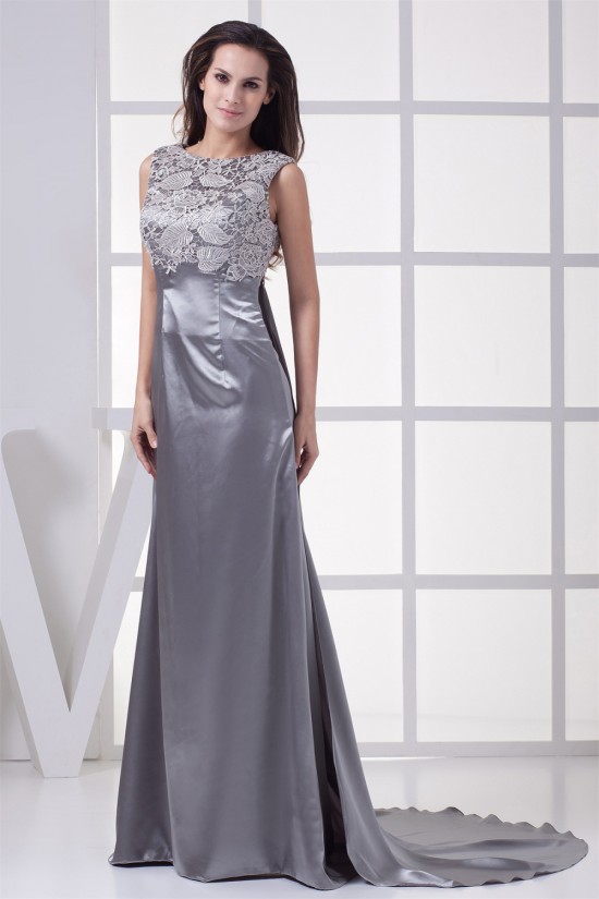 Elegant Lace Silk like Satin Long Silver Mother of the Bride Dresses 2040048 Elegant Lace Silk like Satin Long Silver Mother of the Bride Dresses 2040048