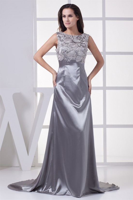 Elegant Lace Silk like Satin Long Silver Mother of the Bride Dresses 2040048 Elegant Lace Silk like Satin Long Silver Mother of the Bride Dresses 2040048