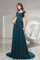 A-Line Puddle Train Capped Sleeves Chiffon Beaded Long Mother of the Bride Dresses 2040060