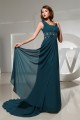 A-Line Puddle Train Capped Sleeves Chiffon Beaded Long Mother of the Bride Dresses 2040060