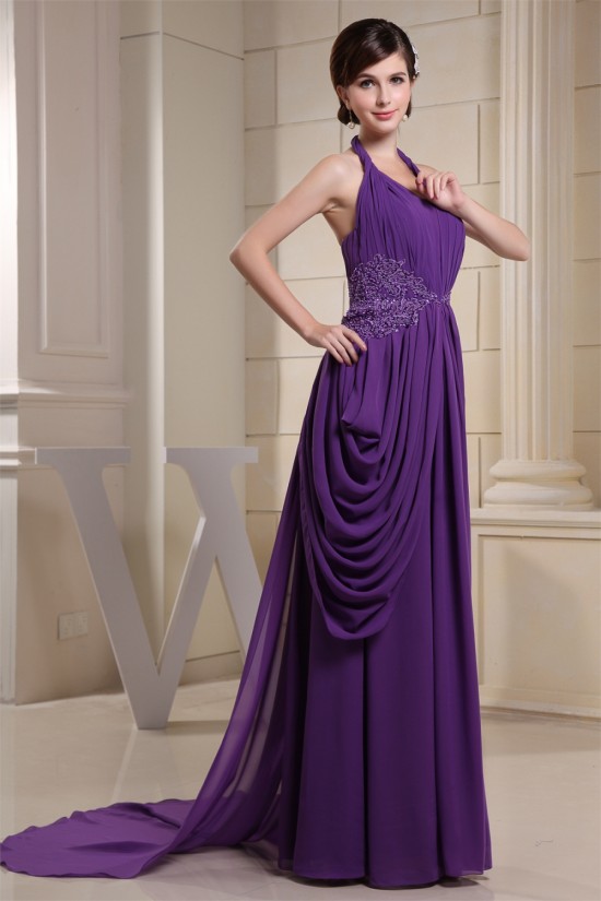 Sheath/Column Halter Puddle Train Chiffon Sleeveless Mother of the Bride Dresses 2040061 Sheath/Column Halter Puddle Train Chiffon Sleeveless Mother of the Bride Dresses 2040061