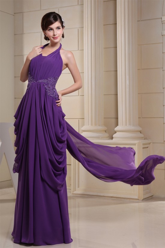 Sheath/Column Halter Puddle Train Chiffon Sleeveless Mother of the Bride Dresses 2040061 Sheath/Column Halter Puddle Train Chiffon Sleeveless Mother of the Bride Dresses 2040061