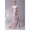 A-Line Short Sleeve Ruched Brush Sweep Train Elastic Woven Satin Mother of the Bride Dresses 2040062