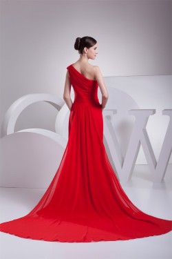 Sheath/Column Ruched Chiffon Long Red Mother of the Bride Dresses 2040063