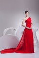 Sheath/Column Ruched Chiffon Long Red Mother of the Bride Dresses 2040063
