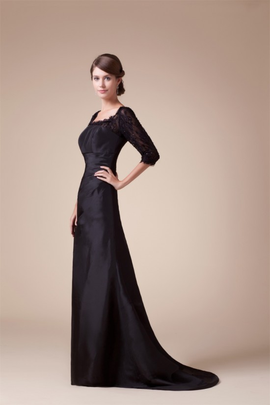 Trumpet/Mermaid Scoop Taffeta Lace 3/4 Length Puddle Train Mother of the Bride Dresses 2040069