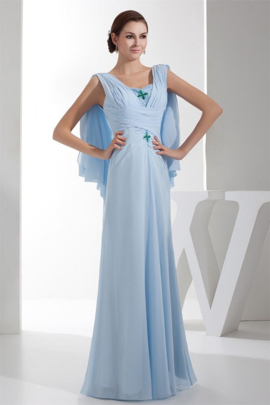 Sheath/Column Beading Chiffon Long Mother of the Bride Dresses 2040071