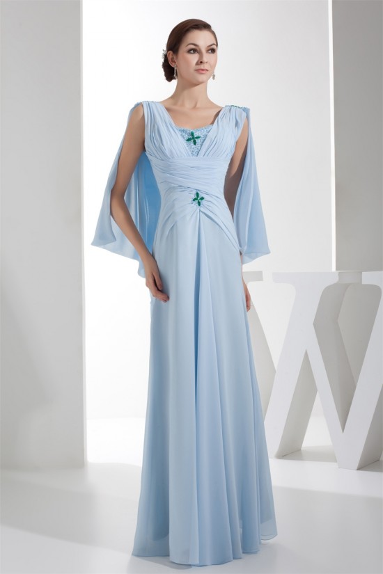 Sheath/Column Beading Chiffon Long Mother of the Bride Dresses 2040071