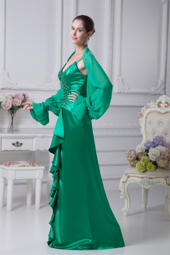 Sheath/Column Chiffon Silk like Satin V-Neck Mother of the Bride Dresses 2040072