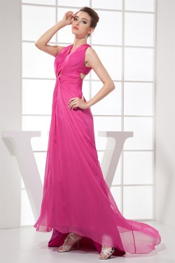Sheath/Column Sleeveless Pleats Chiffon Silk like Satin Mother of the Bride Dresses 2040075