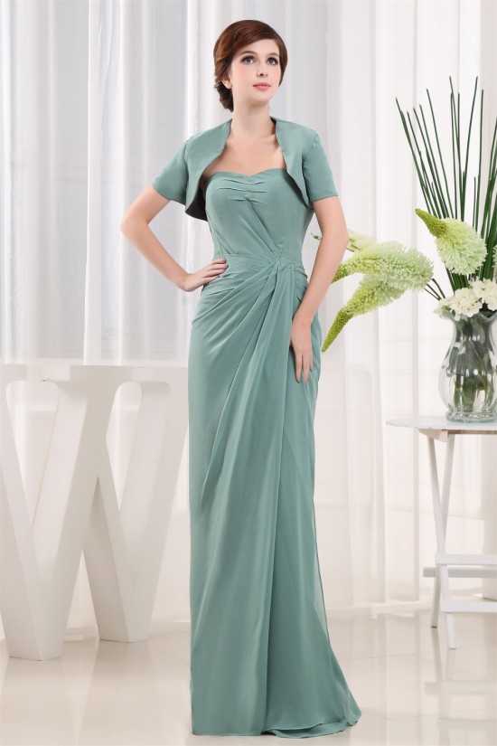 Sheath/Column Short Sleeve Floor-Length Beading Mother of the Bride Dresses 2040079