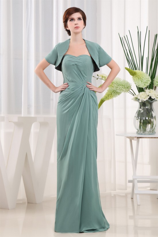 Sheath/Column Short Sleeve Floor-Length Beading Mother of the Bride Dresses 2040079