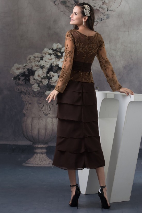Sheath/Column Square Tea Length Chiffon Lace Mother of the Bride Dresses 2040093 Sheath/Column Square Tea Length Chiffon Lace Mother of the Bride Dresses 2040093