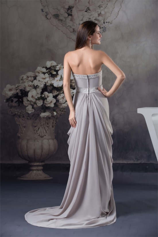 Sheath/Column Sweetheart Chiffon Puddle Train Long Mother of the Bride Dresses with A Jacket 2040096
