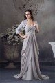 Sheath/Column Sweetheart Chiffon Puddle Train Long Mother of the Bride Dresses with A Jacket 2040096