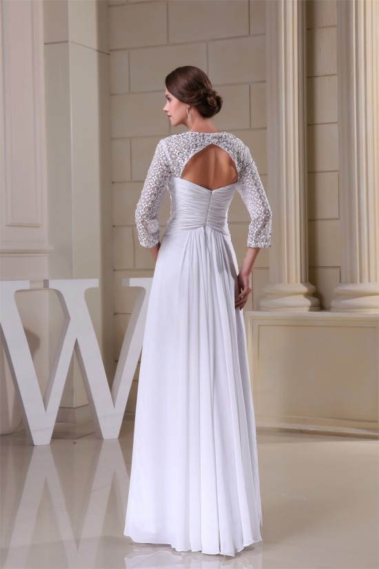 A-Line Sweetheart Chiffon Lace 3/4 Sleeve Most Beautiful Mother of the Bride Dresses 2040099