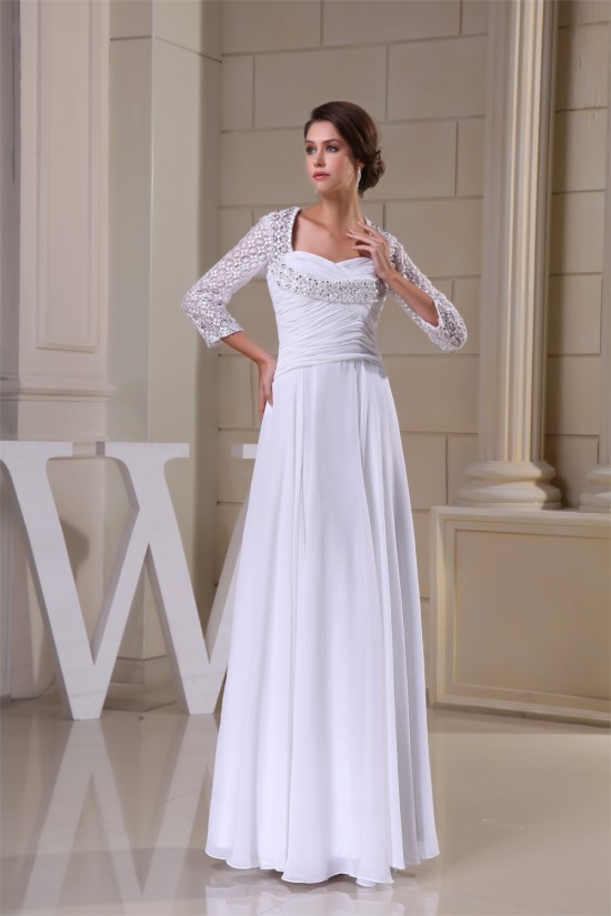 A-Line Sweetheart Chiffon Lace 3/4 Sleeve Most Beautiful Mother of the Bride Dresses 2040099