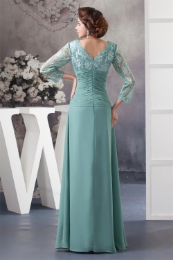 Sheath/Column 3/4 Sleeve Floor-Length Chiffon Lace Mother of the Bride Dresses 2040104