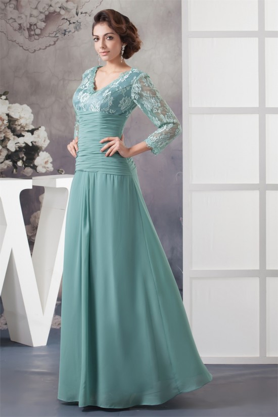 Sheath/Column 3/4 Sleeve Floor-Length Chiffon Lace Mother of the Bride Dresses 2040104 Sheath/Column 3/4 Sleeve Floor-Length Chiffon Lace Mother of the Bride Dresses 2040104