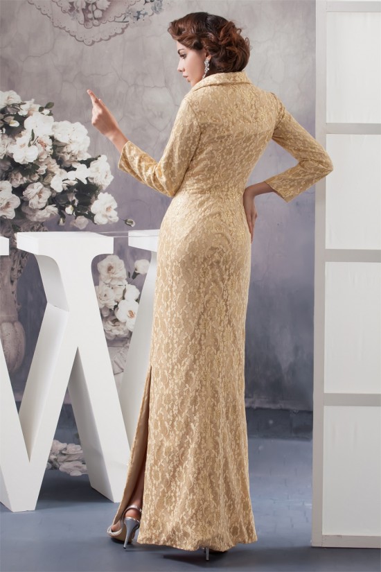 3/4 Sleeve Lace Floor-Length High-Neck Mother of the Bride Dresses 2040105 3/4 Sleeve Lace Floor-Length High-Neck Mother of the Bride Dresses 2040105