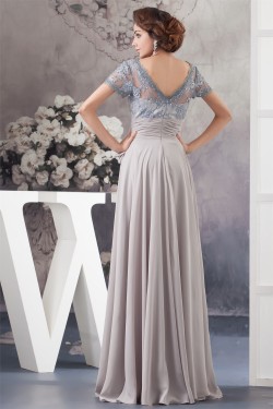 A-Line Square Beading Chiffon Lace Floor-Length Mother of the Bride Dresses 2040108