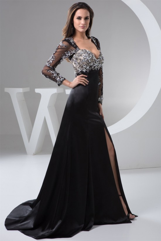 A-Line Beading Elastic Woven Satin Tulle Mother of the Bride Dresses 2040110