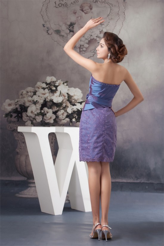 Beading Taffeta Lace Knee-Length Strapless Mother of the Bride Dresses with A 3/4 Sleeve Jacket 2040114 Beading Taffeta Lace Knee-Length Strapless Mother of the Bride Dresses with A 3/4 Sleeve Jacket 2040114