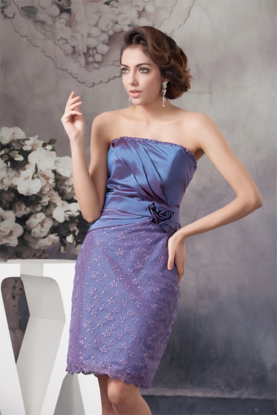 Beading Taffeta Lace Knee-Length Strapless Mother of the Bride Dresses with A 3/4 Sleeve Jacket 2040114 Beading Taffeta Lace Knee-Length Strapless Mother of the Bride Dresses with A 3/4 Sleeve Jacket 2040114