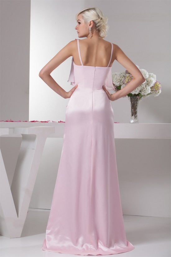 Brush Sweep Train Beading Sheath/Column Long Pink Mother of the Bride Dresses 2040115