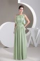 A-Line Chiffon Scoop Floor-Length Draped Mother of the Bride Dresses 2040117