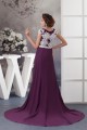 A-Line Beading Scoop Brush Sweep Train Lace Chiffon Mother of the Bride Dresses 2040118