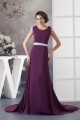 A-Line Beading Scoop Brush Sweep Train Lace Chiffon Mother of the Bride Dresses 2040118