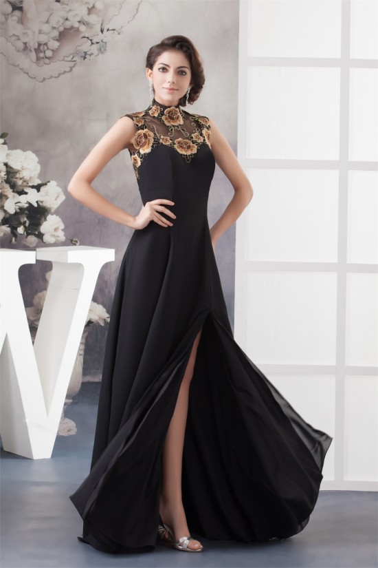 A-Line High-Neck Split Side Chiffon Mother of the Bride Dresses 2040120