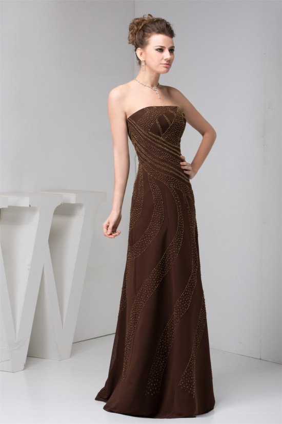 A-Line Strapless Long Chiffon Sleeveless Evening Mother of the Bride Dresses 2040122 A-Line Strapless Long Chiffon Sleeveless Evening Mother of the Bride Dresses 2040122
