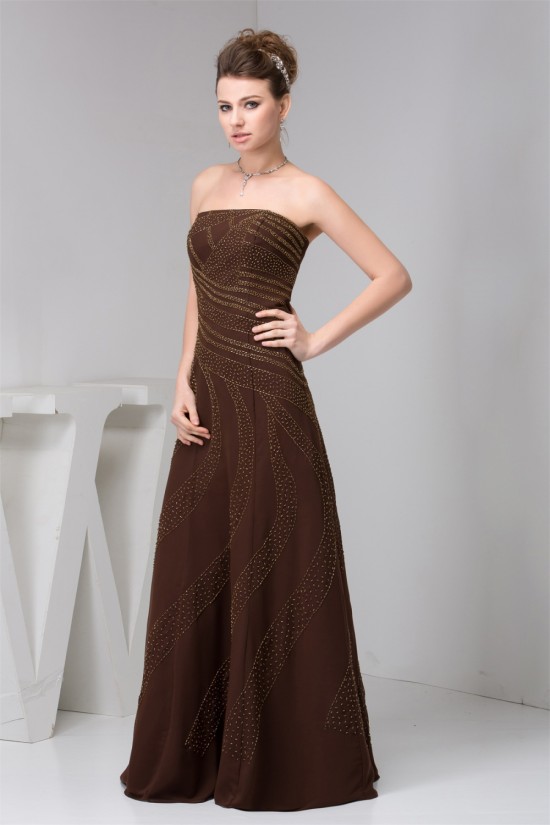 A-Line Strapless Long Chiffon Sleeveless Evening Mother of the Bride Dresses 2040122 A-Line Strapless Long Chiffon Sleeveless Evening Mother of the Bride Dresses 2040122