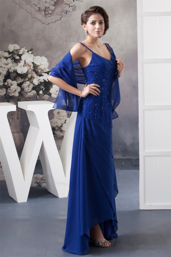 A-Line Beading Chiffon Sleeveless Spaghetti Straps Mother of the Bride Dresses with A Wrap 2040124