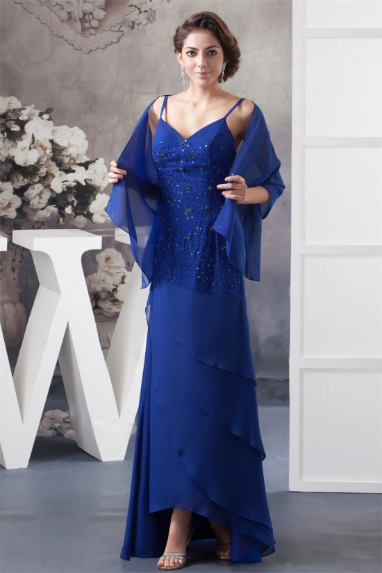 A-Line Beading Chiffon Sleeveless Spaghetti Straps Mother of the Bride Dresses with A Wrap 2040124