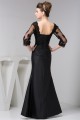 Mermaid/Trumpet Floor-Length Cowl Taffeta Fine Netting Long Black Mother of the Bride Dresses 2040125