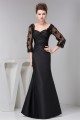 Mermaid/Trumpet Floor-Length Cowl Taffeta Fine Netting Long Black Mother of the Bride Dresses 2040125