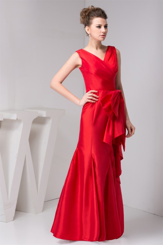 Floor-Length V-Neck A-Line Bows Sleeveless Mother of the Bride Dresses 2040128